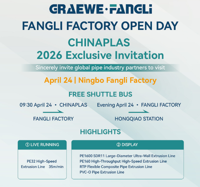 Evento simultâneo durante CHINAPLAS: Fangli Factory Open Day em 24 de abril